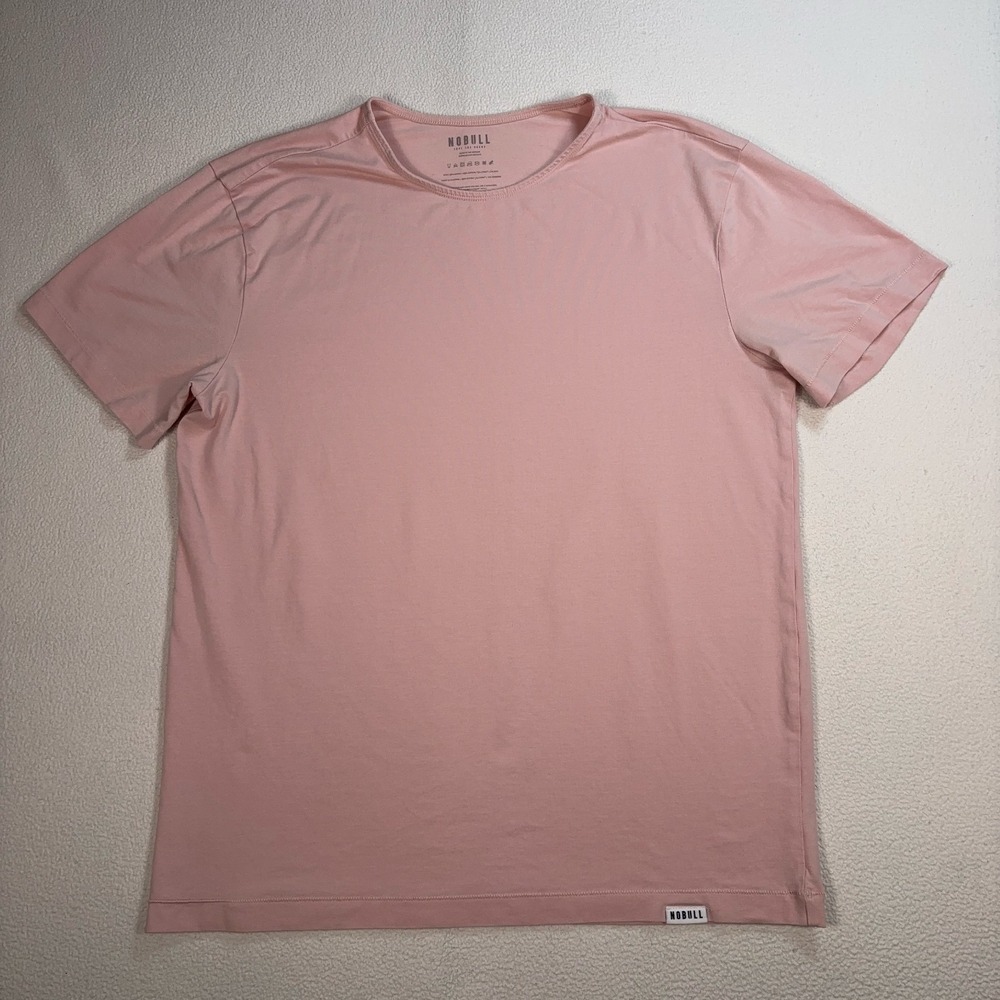 Nobull Solid T-Shirt Men's L Pink Stretch Crewneck Logo Tee Gym Workout Training